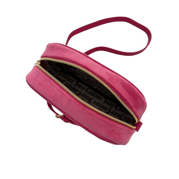 Juicy Couture Heritage Crossbody Velour Shoulder Bag Pink Flash Embroidery Purse - Picture 9 of 12